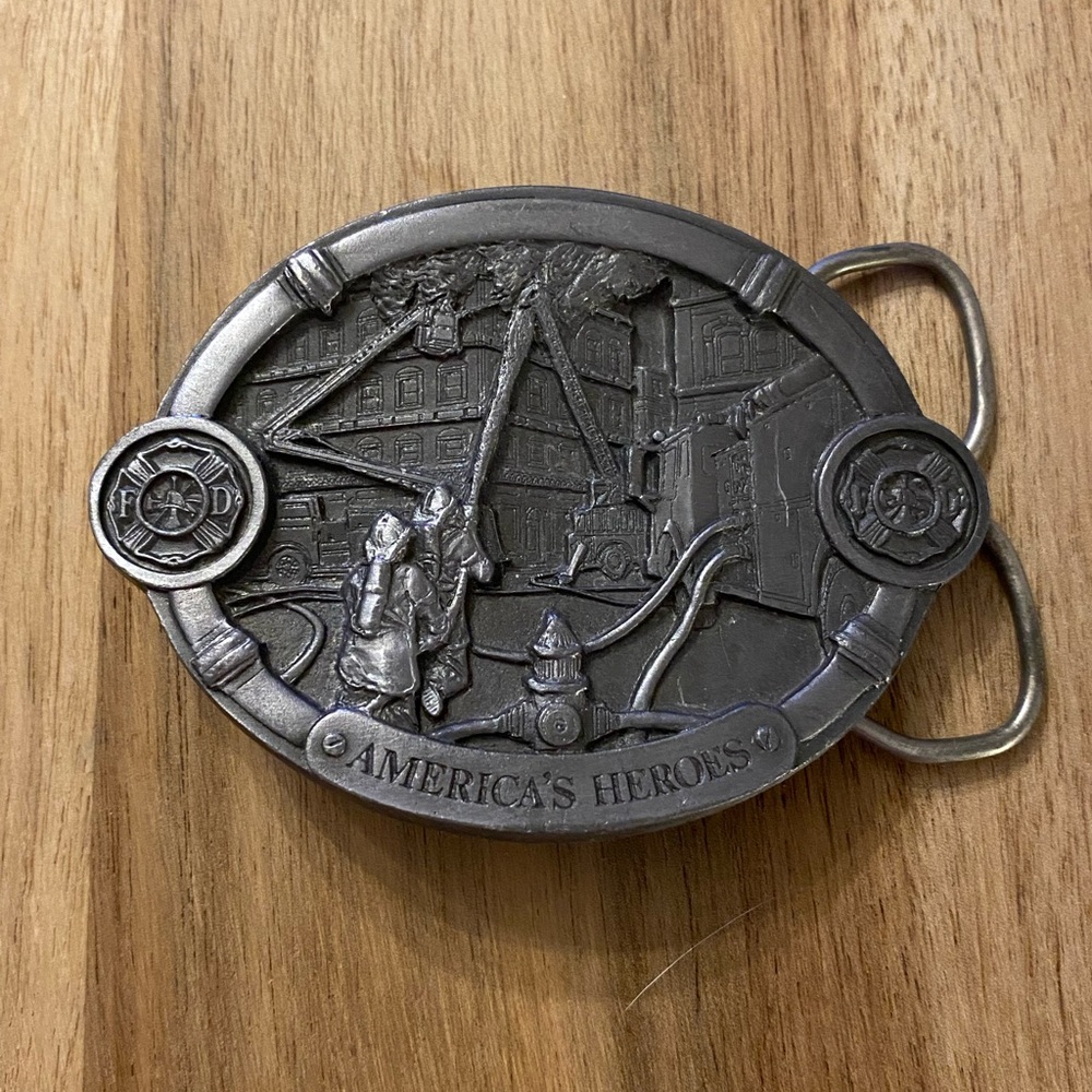 Fire Fighter Firefighter Fireman Dept Volunteer 80s Vintage Belt Buckle